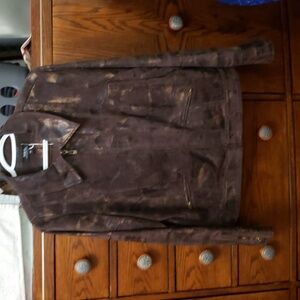 Tribal zip up jacket in bronze tones